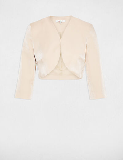 Bolero ajustado mangas 3/4 beis claro mujer