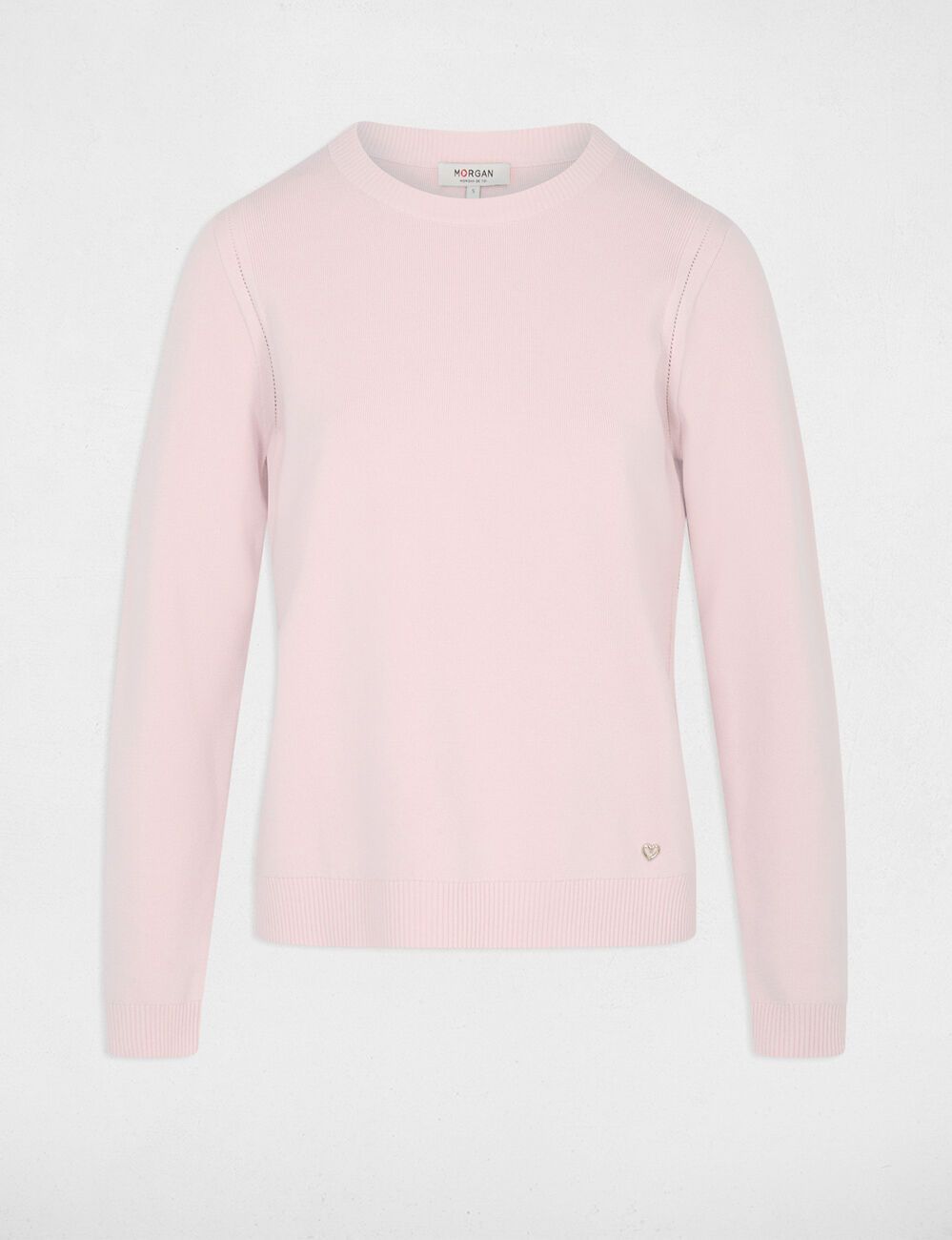 Jersey de punto con relieve rosa claro mujer