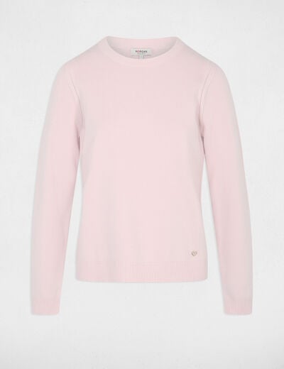 Jersey de punto con relieve rosa claro mujer