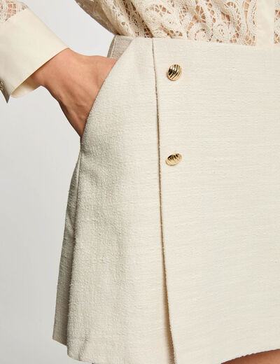 Falda-pantal&oacute;n de tweed ajustada arena mujer