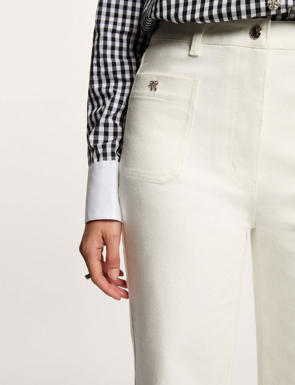 Jean ancho 7/8 blanco mujer