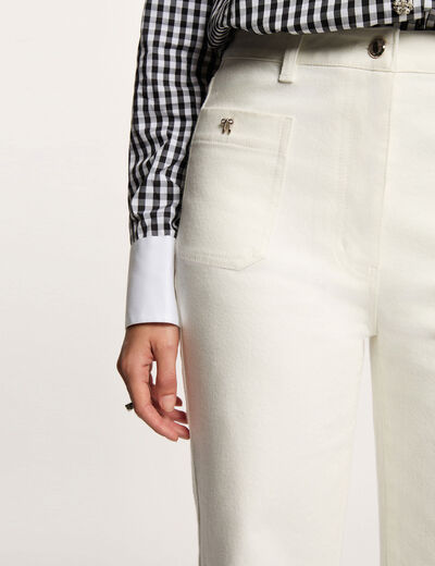Jean ancho 7/8 blanco mujer