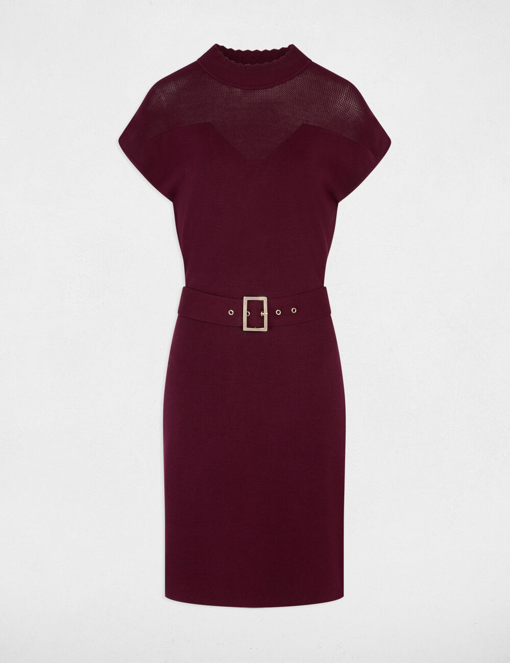 Vestido de punto manga corta ciruela mujer
