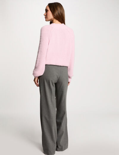Pantalón pernera ancha pinzas gris claro mujer