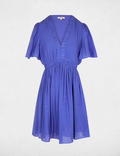 Vestido corto plisado azul mujer
