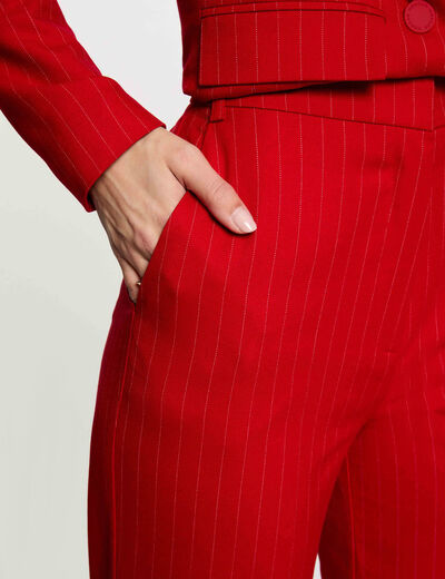 Pantal&oacute;n recto de tiro alto rojo mujer