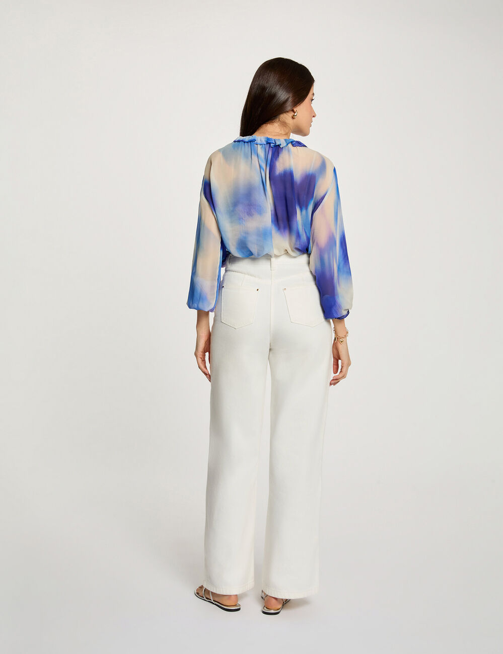 Camisa fluida entallada multicolor mujer