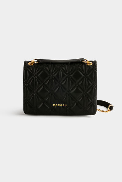 Bolso cartera de mano efecto acolchado negro mujer