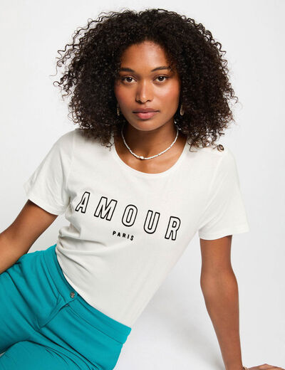 Camiseta con mensaje blanco mujer