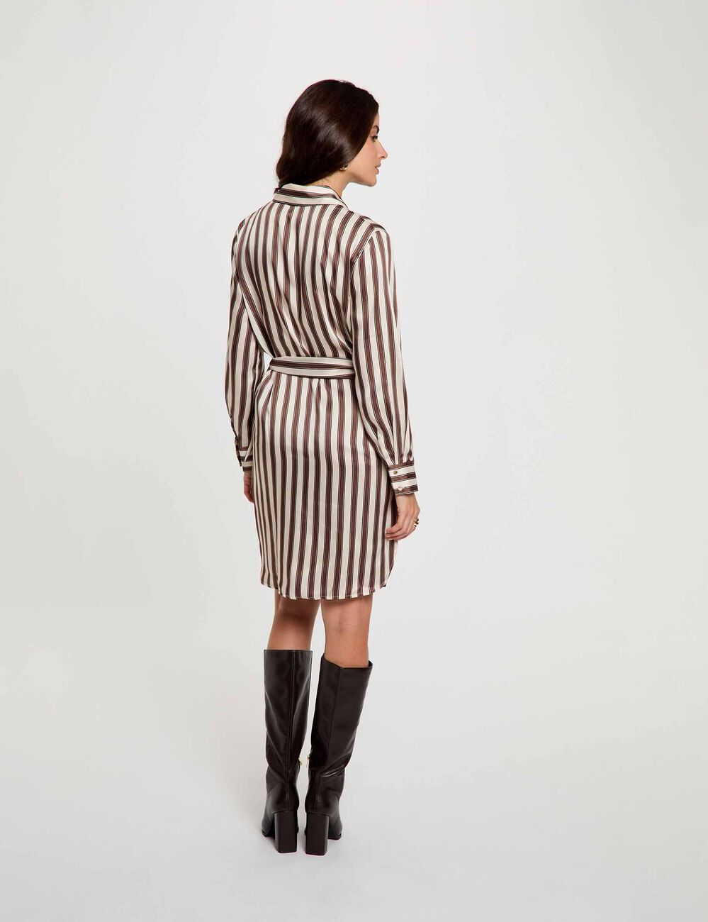 Vestido camisero de rayas multicolor mujer
