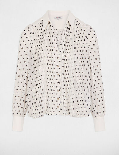 Camisa manga larga estampada blanco mujer