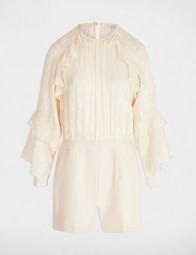 Mono corto con volantes creme mujer
