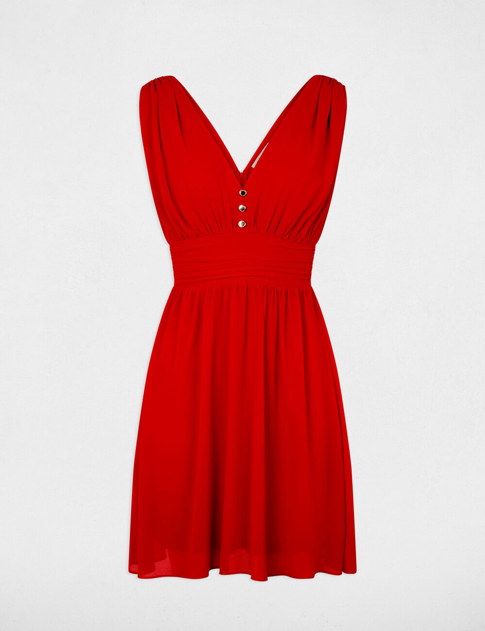Vestido corto acampanado rojo mujer