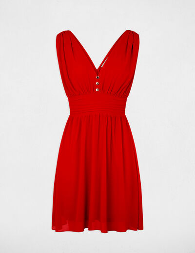 Vestido corto acampanado rojo mujer