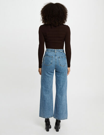 Jersey de cuello alto ajustado marr&oacute;n oscuro mujer