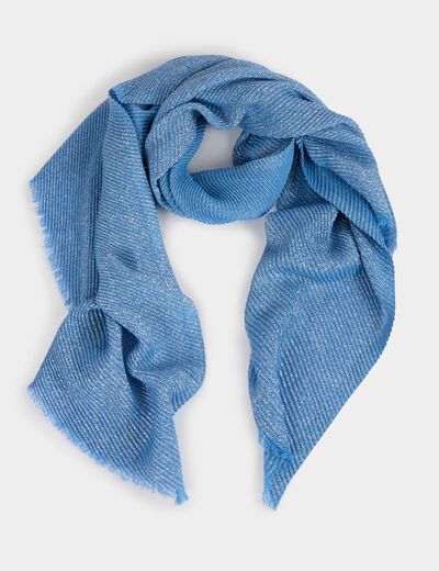 Fular hilos metalizados azul mujer