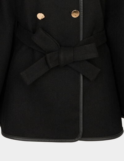 Poncho de cuello alto negro mujer