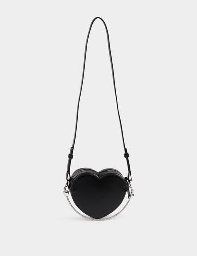 Bolso forma de corazon negro mujer