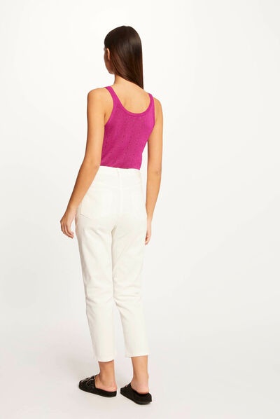 Top punto con tirantes frambuesa mujer