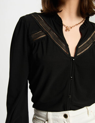 Camiseta manga larga negro mujer