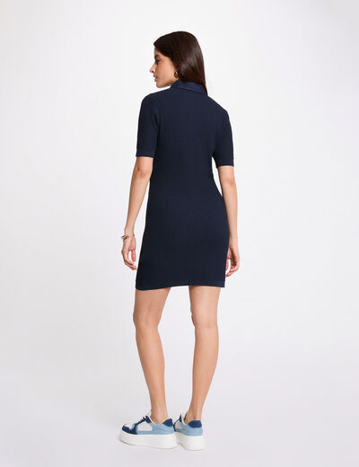 Vestido de punto corto ajustado azul marino mujer