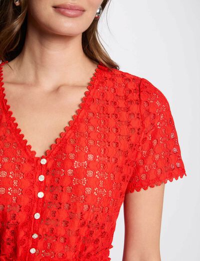 Camiseta manga corta de encaje orange mujer