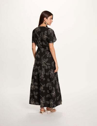 Vestido largo bordado multicolor mujer
