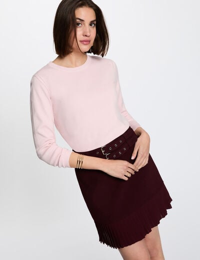 Falda corta plisada ciruela mujer