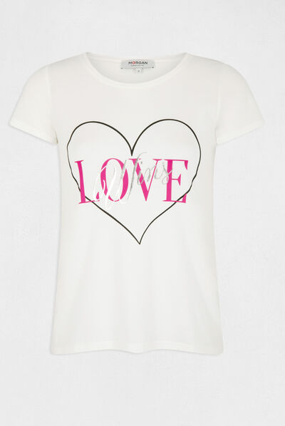 Camiseta de manga corta crudo mujer