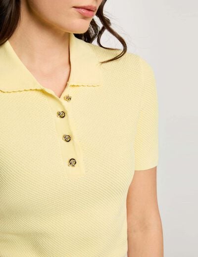 Jersey ajustado con cuello vuelto amarillo pastel mujer