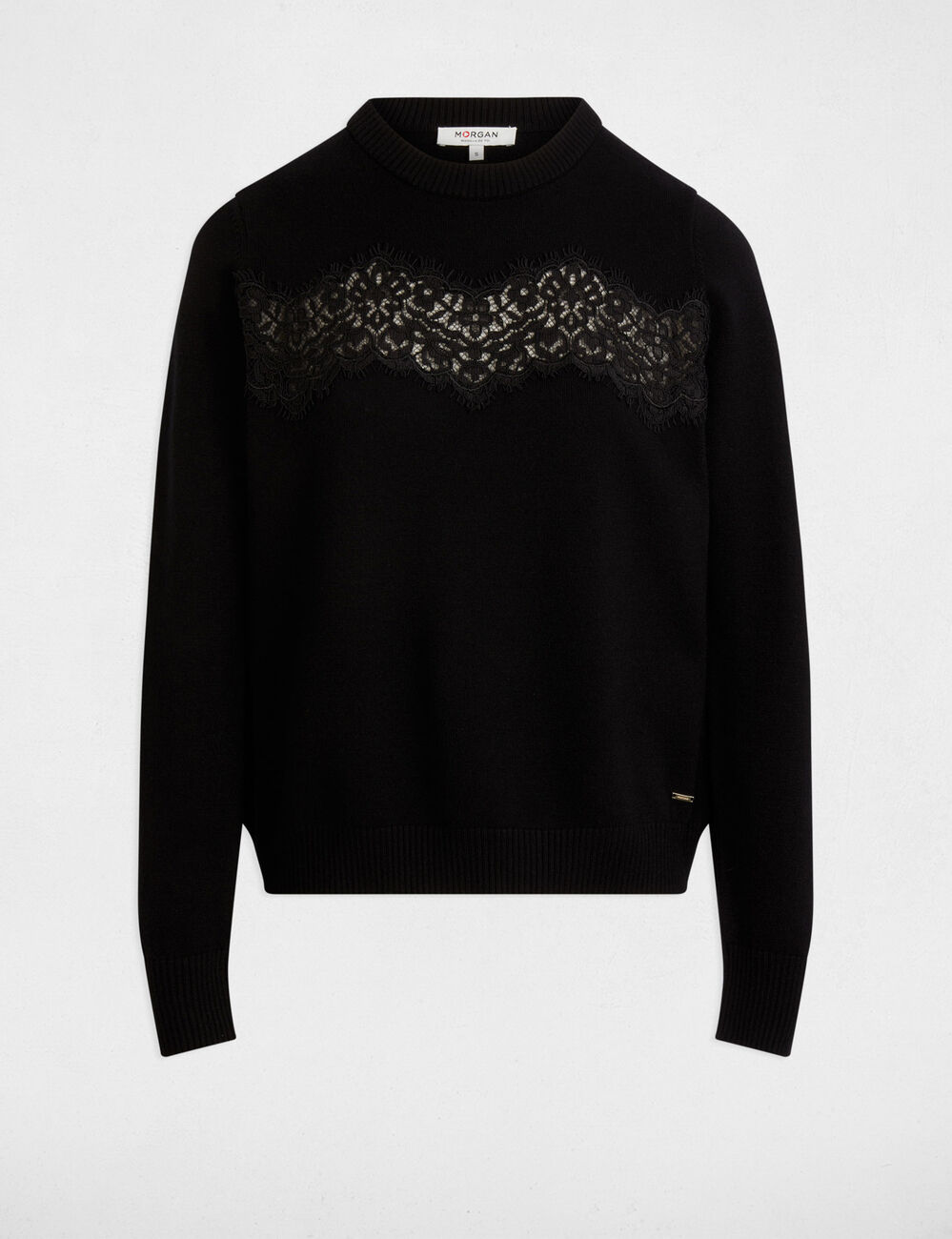 Jersey cuello redondo negro mujer
