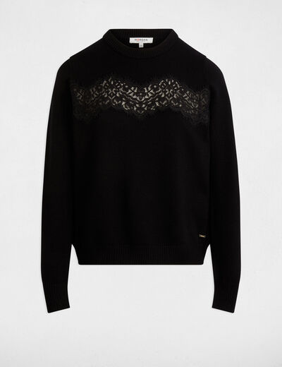 Jersey cuello redondo negro mujer
