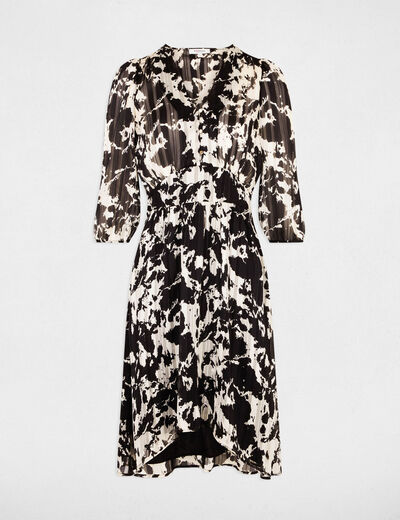 Vestido evasé estampado multicolor mujer