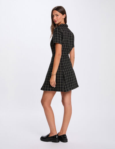Vestido ajustado con pliegues negro mujer