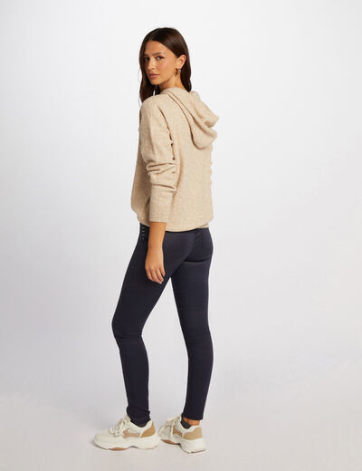 Pantalón skinny efecto mojado marino mujer