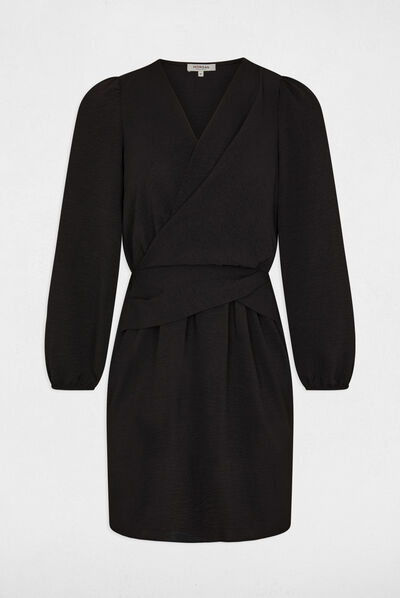 Vestido corto recto negro mujer