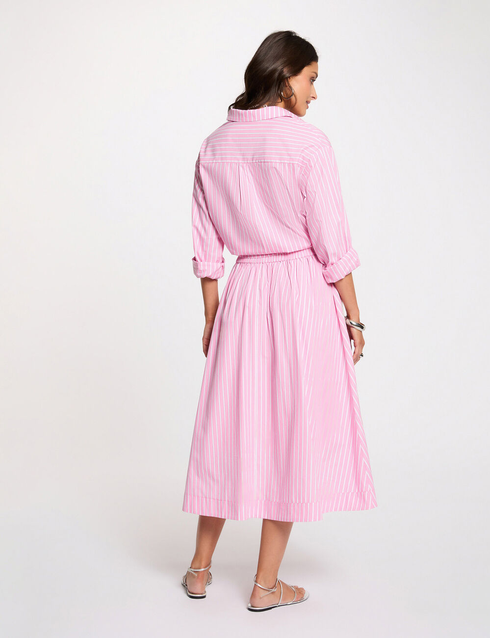 Falda larga evas&eacute; rosa mujer