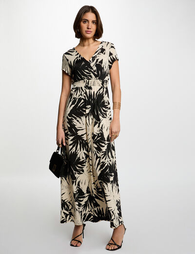 Vestido largo recto estampado multicolor mujer