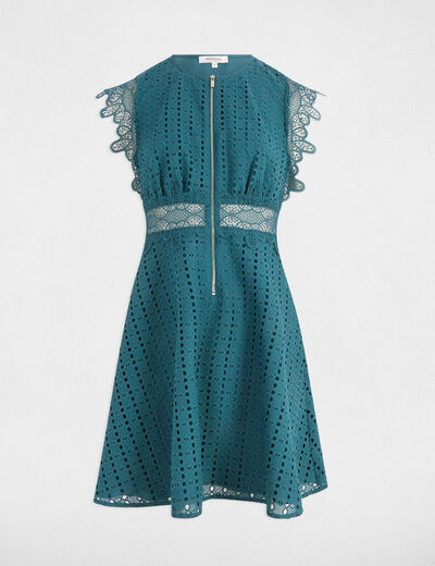 Vestido corto acampanado azul petróleo mujer