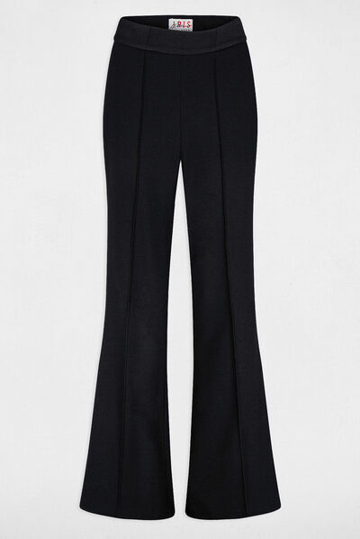 Pantal¿n de esmoquin flare con pinzas negro mujer