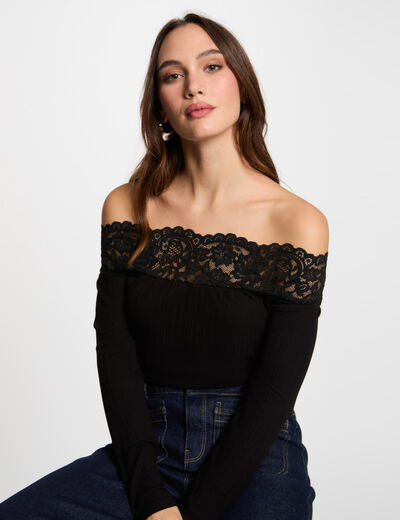 Camiseta manga larga negro mujer