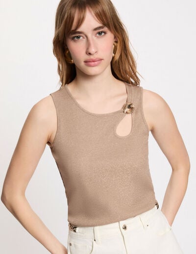 Top con cuello joya topo mujer