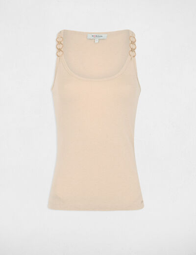 Top con tirantes finos marfil mujer