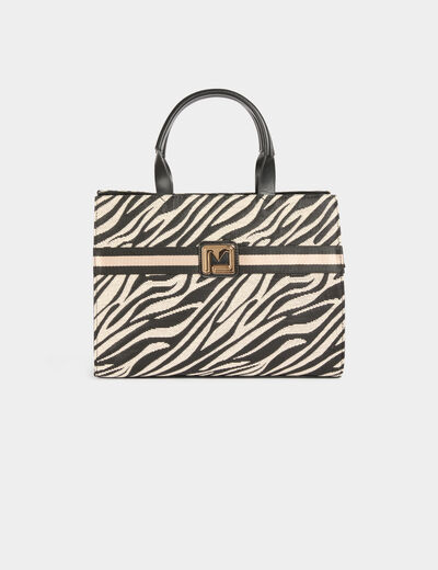 Bolso shopper estampado marfil mujer
