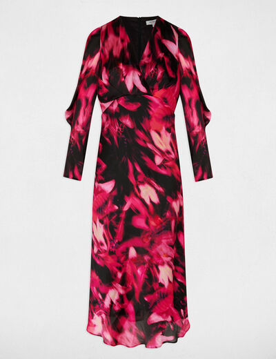 Vestido de gasa con cuello en v multicolor mujer