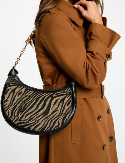 Bolso media luna de cebra negro mujer