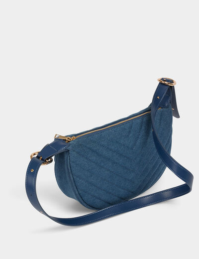 Bolso media luna acolchado denim stone mujer