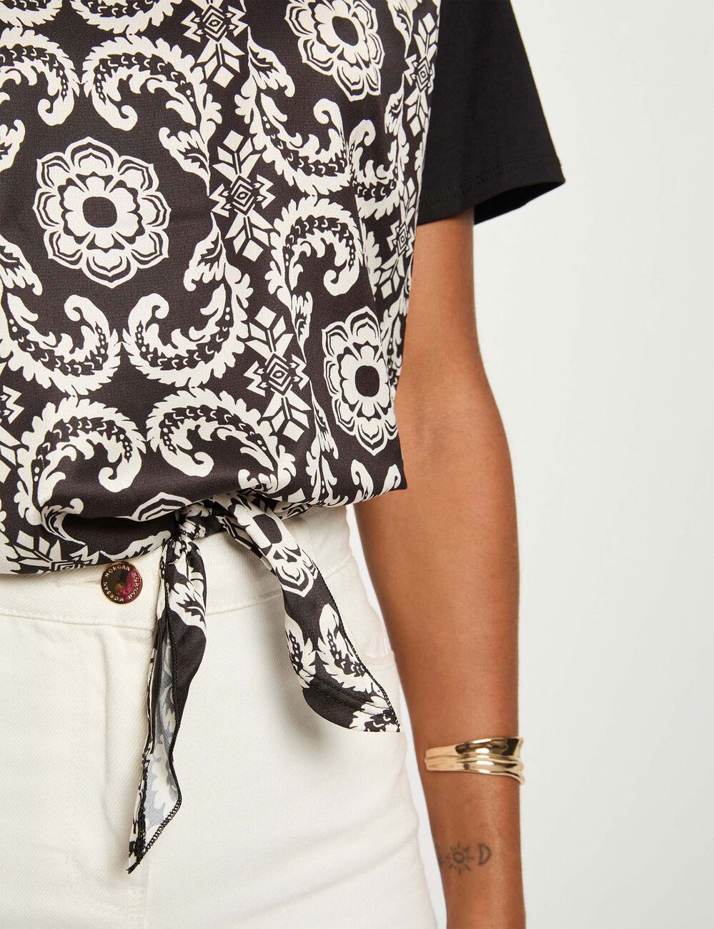 Camiseta cropped estampada blanco mujer