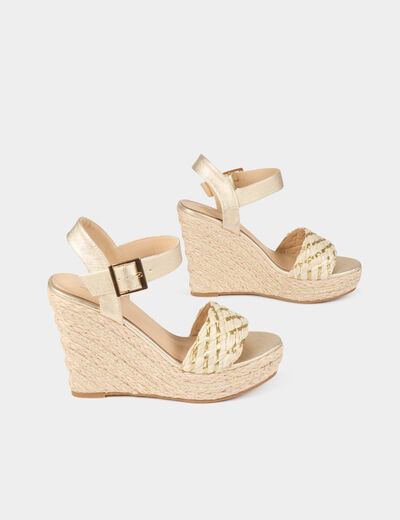 Sandalias con plataformas amarillo oro mujer