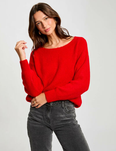 Jersey cuello redondo rojo mujer
